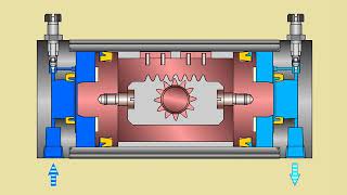 Rotary actuator rack and pinion style