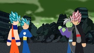 Goku and Vegeta VS Black and Zamasu Stick Fight!!