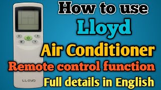 How to use lloyd air conditioner remote control function in English| lloyd ac remote control demo