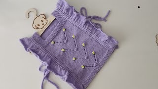 2_ 3  yaş fırfırlı nakışlı önlük süveter New sweater design knitting bebekörgüleri baby knittings