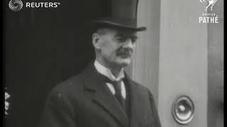 Neville Chamberlain (Prime Minister) departs for Parliament to deliver budget speech (1937)