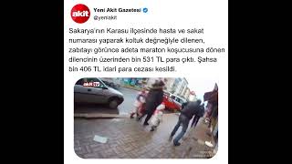 Sakarya’da hasta ve sakat numarası yaparak koltuk değneğiyle dilenen, zabıtayı görünce...