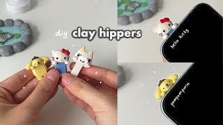 DIY polymer clay phone hippers ☁️ (hello kitty inspired, easy diy)