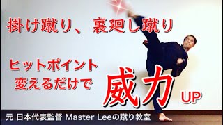 掛け蹴り、裏廻し蹴り／ヒットポイントを変えるだけで威力アップ／元日本代表監督Master Lee の蹴り教室