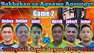 Jomar/Jobert/Derek vs Tonton/Jimboy/Jovel Game 2 volleyball 03-27-2021