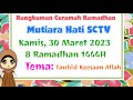 Rangkuman Ceramah Ramadhan Mutiara Hati SCTV Kamis, 30 Maret 2023 8 Ramadhan 1444H