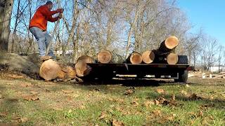 Unloading logs without equipment