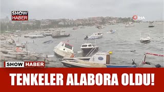 Kocaeli'nde fırtınaya dayanamayan tekneler battı!