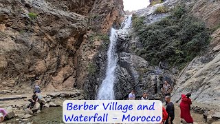 Berber village and waterfall in Morocco