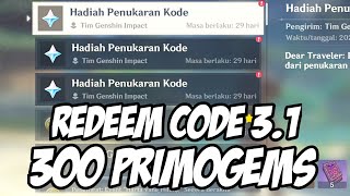 Redeem Code 300 Primogems From Live Streaming 3.1 - Genshin Impact Indonesia