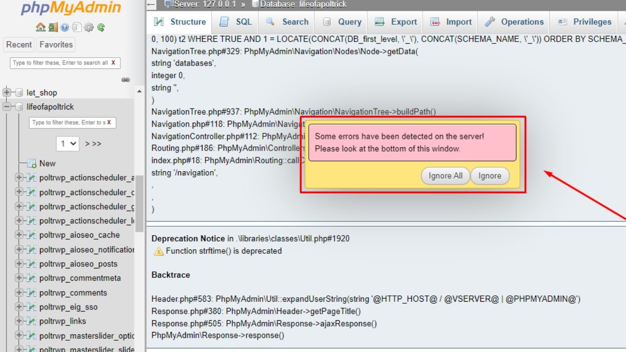 PhpMyAdmin Deprecation Notice | In .\libraries\classes\Config\Util.php ...