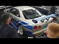 nissan skyline gtr v spec r34 paul walker 2f2f sound idling u0026 revs flames