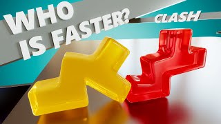 Hexaminoes and Tetris | Clash of Bricks Softbody Simulation | Who is Faster? | ASMR | C4D4FUN