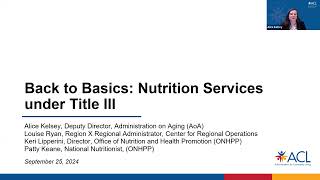 OAA Back-To-Basics Series Webinar: Nutrition Services Under OAA Title III