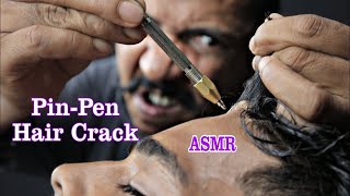 Asim Barber Hair Cracking Head Massage With Pin Pen Therapy | Neck Crack And Spine Crack ASMR