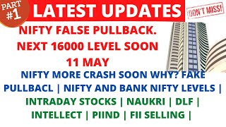 LATEST SHARE MARKET NEWS💥11 MAY💥DOW MORE CRASH💥NIFTY 16000 SOON💥NAUKRI💥DLF💥INTELLECT💥PIIND PART-1