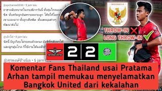 Komentar Fans Thailand usai Pratama Arhan tampil memukau menyelamatkan Bangkok United dari kekalahan