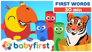 Toddler Learning Video | Color Crew & Larry Surprise Eggs | Learn wild animals & More | BabyFirst TV