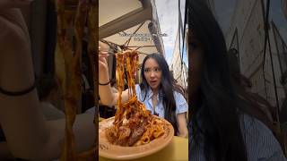 Eating pasta in Italy