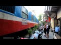 hanoi trainstreet close up train view 🇻🇳 vietnam 4k hdr walking tour