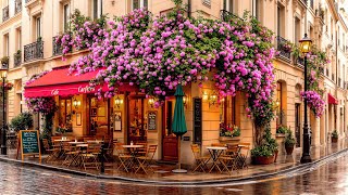 Morning French Cafe Ambience ☕🌸 Jazz Relaxing Music at Spring Coffee Shop Ambience for Good Mood