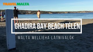 A népszerű Ghadira Bay Beach Télen - Mellieha Málta csodálatos látnivalói