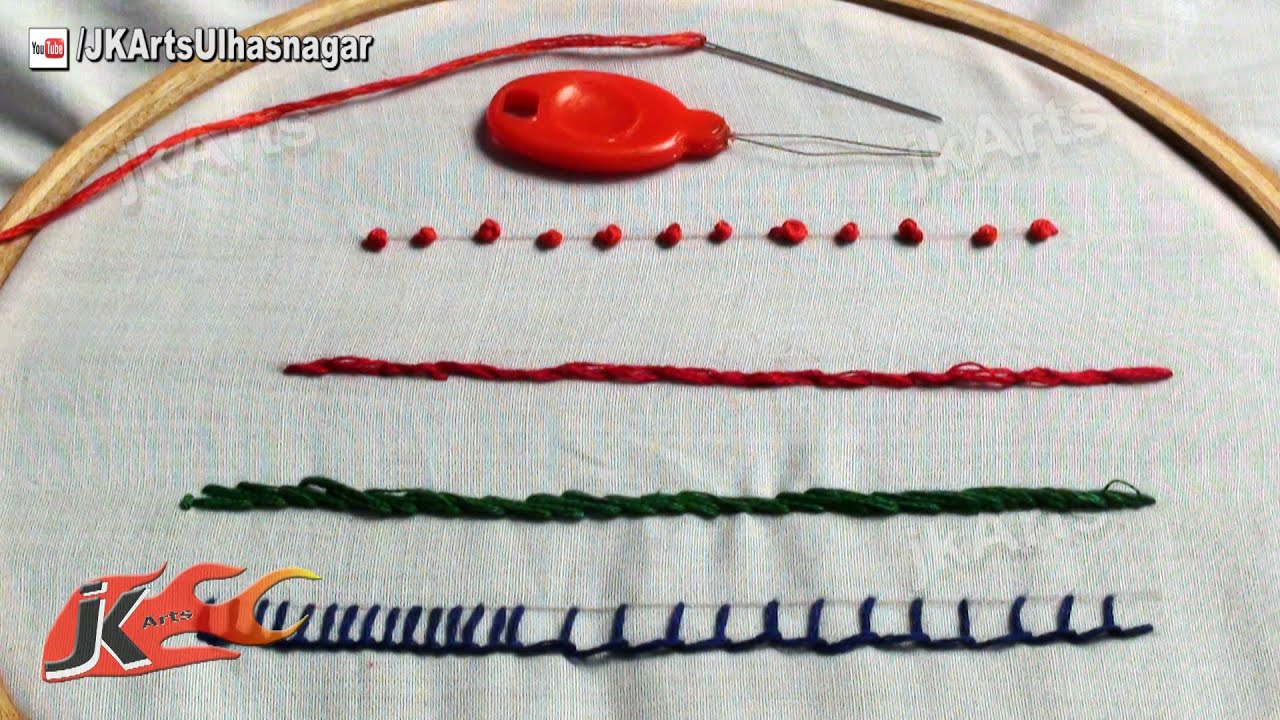 Hand Embroidery For Beginners | 4 Basic Stitches | Part 3 | JK Arts 554 ...