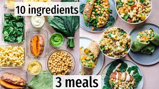 10 ingredients, 3 effortless vegan meals | VEGAN MEAL PREP (+PDF guide)