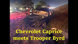 1995 Chevy Caprice takes Trooper Byrd on HIGH SPEED PURSUIT - Hits multiple signs \u0026 a culvert #chase