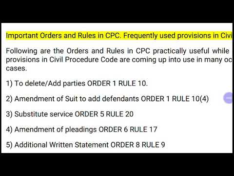 HOW TO LEARN IMPORTANT ORDERS AND RULES OF CPC - YouTube