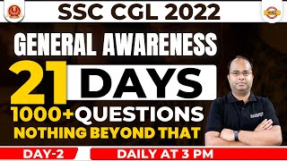 SSC CGL 2022 | GA CLASS | GENERAL AWARENESS 1000+ QUESTIONS FOR SSC CGL IN 21 DAYS | BY SHASHANK SIR