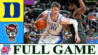 Duke vs NC State FULL GAME | Mar 31,2024 | NCAA Men's Basketball Championship| NCAA basketball live