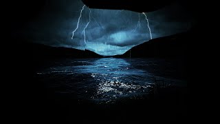 Relax to Heavy Ocean Rainstorm and Thunder Sounds and Fall Asleep | Dimmed Screen Rain Sounds