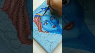 Mini canvas painting krishan ji using acrylic paint diy #ytshort #trending #krishna #diy #shorts #1m