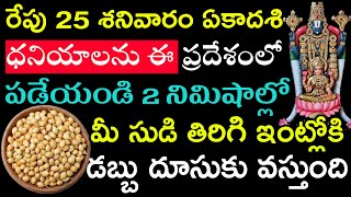 రేపు 25 శనివారం ఏకాదశి ధనియాలను ఈ ప్రదేశంలో పడేయండి 2 నిమిషాల్లో మీ సుడి తిరిగి ఇంట్లోకి డబ్బు.