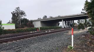 Raining Sunday in Santa Fe Springs, BNSF 5819, 4242, 5110, 5320 \u0026 7623