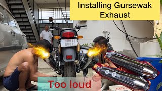 # Installing GURSEWAK EXHAUST||INTERCEPTOR 650 || Awesome BASS😍