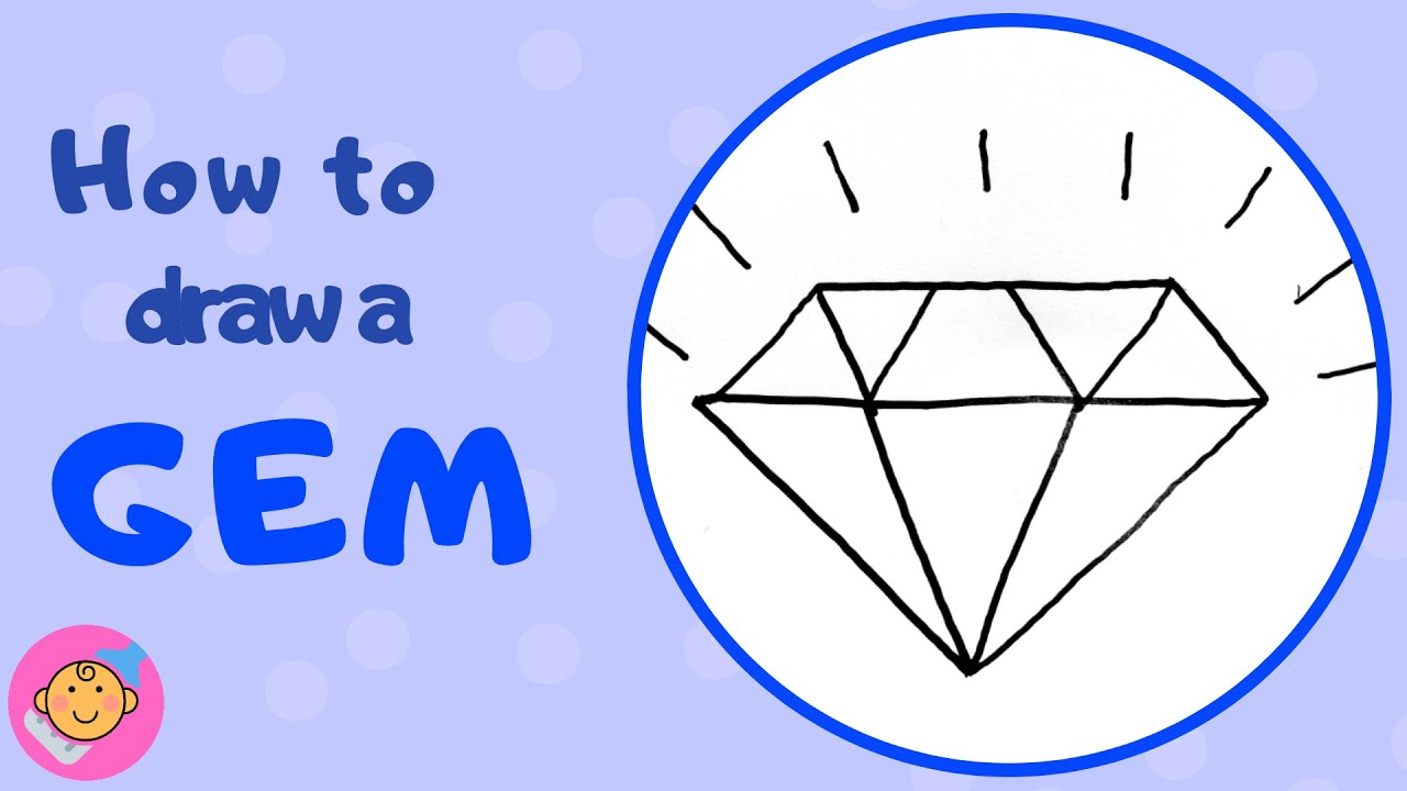 How To Draw A Simple GEM | Easy For Kids! - YouTube