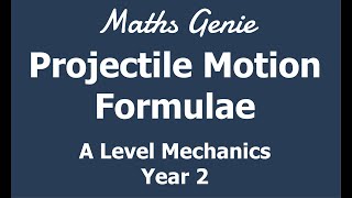 Projectile motion formulae