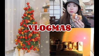 VLOGMAS｜day1-3 圣诞月来啦｜红色圣诞树｜落日灯｜面包店