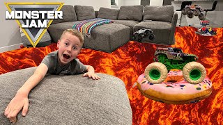 MONSTER TRUCKS PLAY FOR IS LAVA Compilation | Rainy Day Play