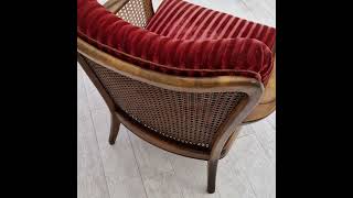 1930s, Scandinavian design, armchair in cherry red velour, original very good condition.