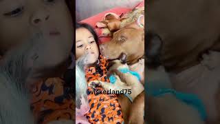 Girl singing for pets