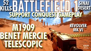 Even Better With A Scope... M1909 Benet Mercie Gameplay - Battlefield 1 Conquest No Commentary