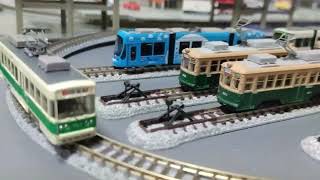 広島電鉄　鉄道コレクション　652形　707形　走行動画　Tram　nscale　鉄道模型