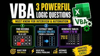 🔥VBA Interview Questions: Missing Numbers, Unique Values & Tables. #3xcel #VBA and #SQL