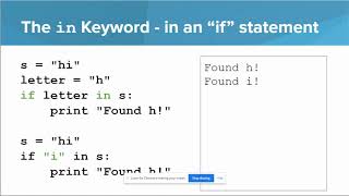 codeHS 7.5 Strings - the in keyword (Python)