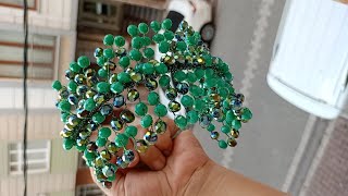 How to make a large crystal bead detailed DIY fixed crown/bridal crown?