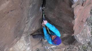 Jonathan Siegrist climbs Ranch Crack 5.12a