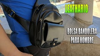 Leathario - Bolso bandolera de piel para hombre